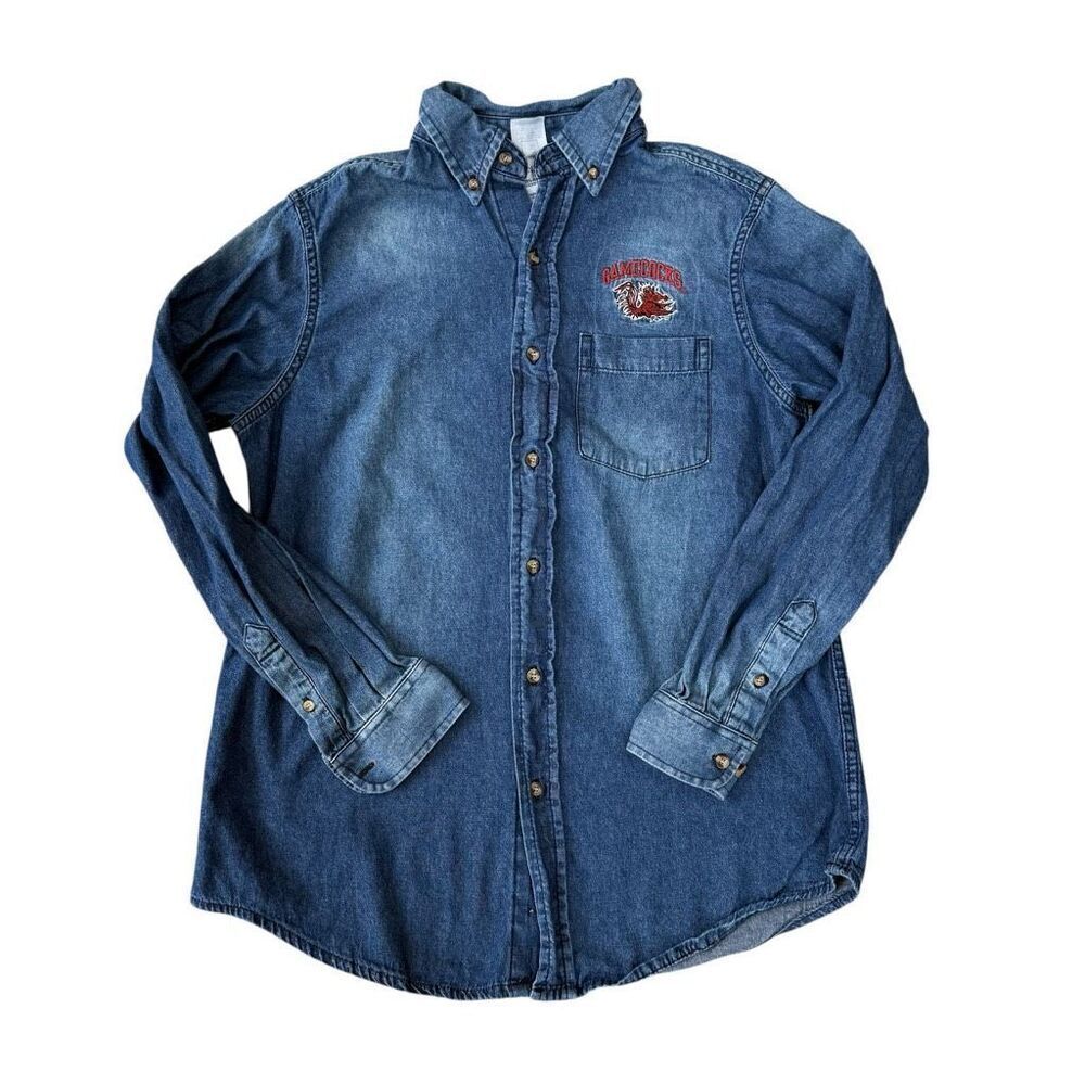 Knights Apparel VTG South Carolina embroidered Gamecocks Denim Shirt size M